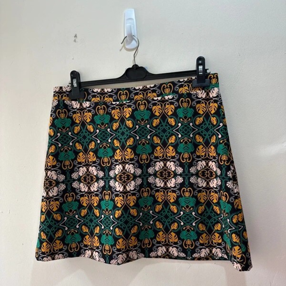 Chic Patterned Mini Skirt - Green, Yellow, Black